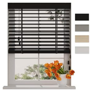 Bambus Holzjalousien von Radeco in Schwarz Innenjalousien 90 x 240 cm
