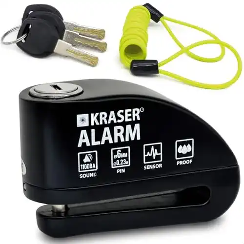Motorradschloss mit Alarm Kraser 6Y Bremsscheibenschloss 110 dB