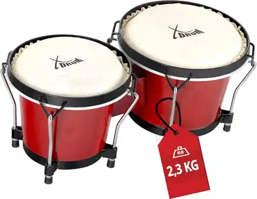 Bongo Xdrum PERC s Club Weinrot – 2 Trommeln mit 6″ und 7″