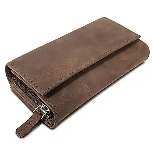 Geldbörse Damen Royalz ‚Orelia‘ Vintage Leder Portemonnaie mit RFID-Blocker