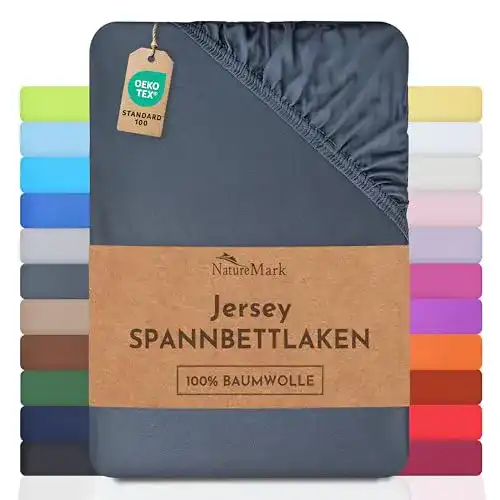 NatureMark Jersey Spannbettlaken 180 x 200 cm für Matratzen