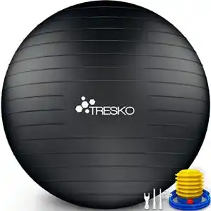 Gymnastikball 65 cm von Tresko mit Übungsposter und Luftpumpe