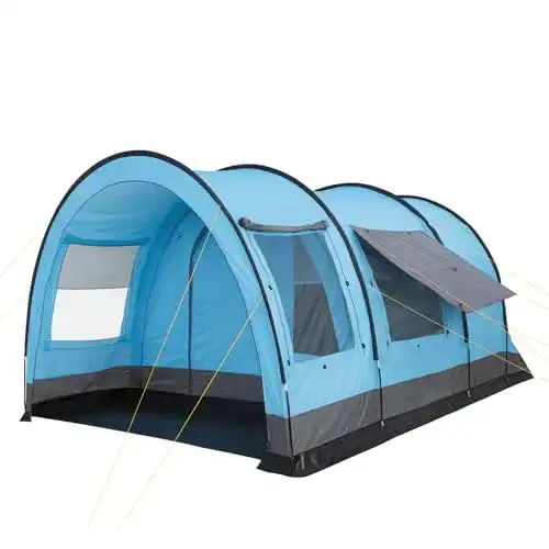 6-Personen-Zelt CampFeuer Relax6 für 6 Personen in Hellblau und Grau