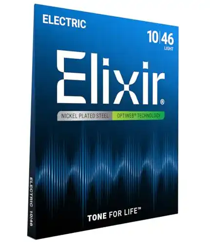 Elixir 19052 E-Gitarrensaiten mit OPTIWEB Beschichtung, Light (.010-.046)