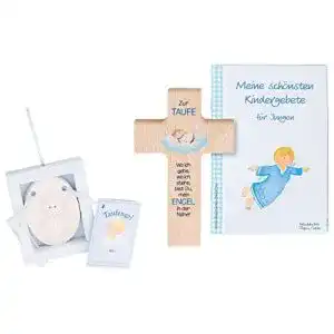 Holzkreuz Mamemi Taufgeschenkset für Jungen mit Holz-Kreuz 15 x 9 cm