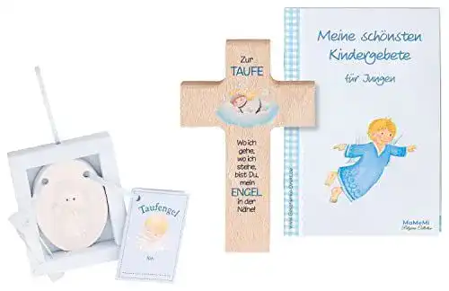 Holzkreuz Mamemi Taufgeschenkset für Jungen mit Holz-Kreuz 15 x 9 cm