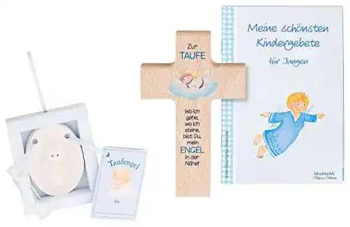 Holzkreuz Mamemi Taufgeschenkset für Jungen mit Holz-Kreuz 15 x 9 cm