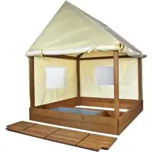 Sandkasten mit Dach Meppi XXL aus Holz mit Seitenwänden und Stauraum