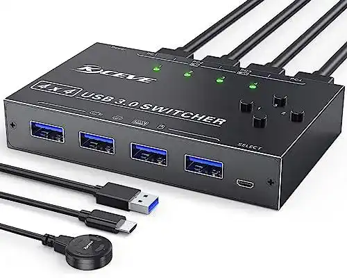USB 3.0 Switch MLEEDA für 4 PCs 4 In 4 Out KVM Umschalter