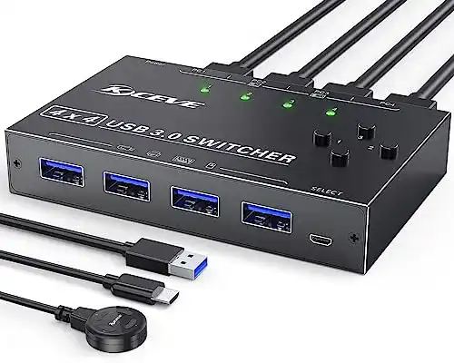 USB 3.0 Switch MLEEDA für 4 PCs 4 In 4 Out KVM Umschalter