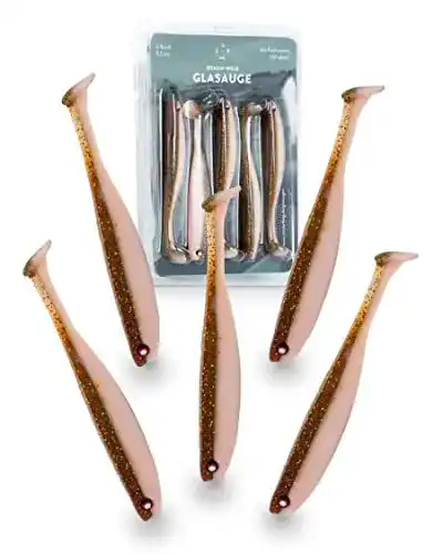 Gummifisch für Zander und Barsch mit Glasaugen im 5er-Set
