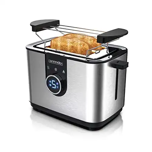 Mini-Toaster Arendo aus Edelstahl, digital, für 2 Scheiben