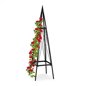 Rosenobelisk Relaxdays Rankhilfe für Pflanzen, freistehend und wetterfest