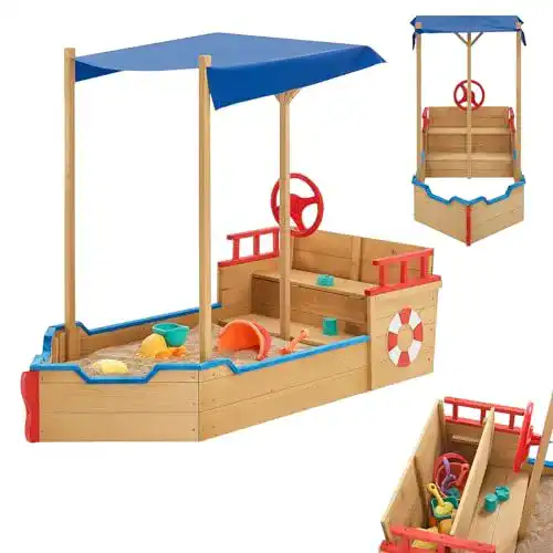 Sandkasten Käpt’n Pit aus Holz im Piratenschiff-Design