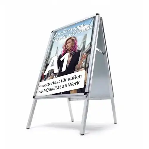 Wetterfester A1 Plakatständer mit Metallrückwand