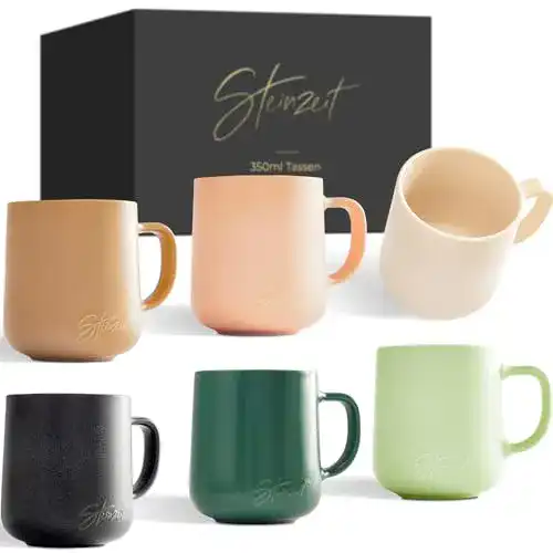 Kaffeetassen im Steinzeit Design (6 Stück, 350 ml)