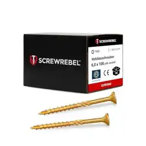 Holzschrauben Screw Rebel 6×100 mm – 100 Stück, gelb verzinkt