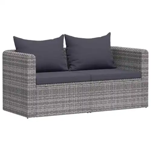 vidaXL Rattansofa 2-Sitzer Garten Ecksofa Lounge