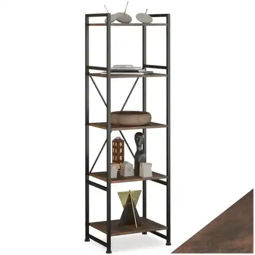 Metallregal tectake Bücherregal mit 5 Ebenen und stabiler Konstruktion