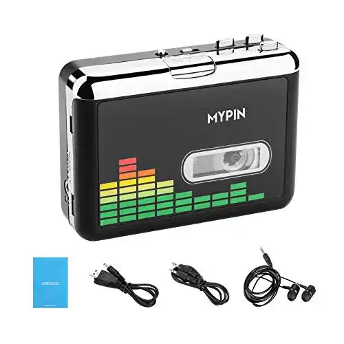 Kassettenrecorder MYPIN Tragbarer Kassettenspieler mit Digital USB
