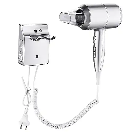 Wandhaartrockner QL mit Ionen, Wandhalterung und USB-Steckdose