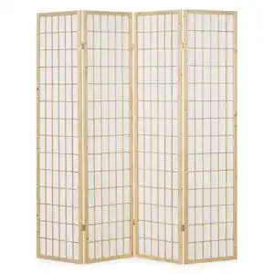 Paravent Homestyle4u 75, 4-teilig, Raumteiler aus Holz mit Reispapier