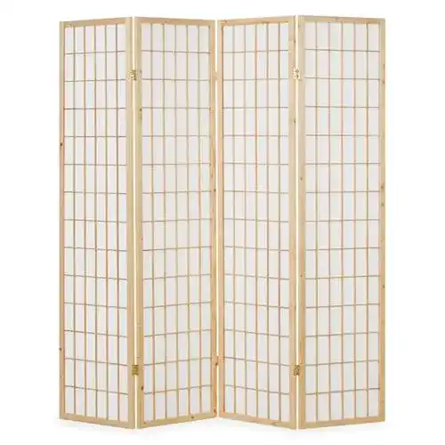 Paravent Homestyle4u 75, 4-teilig, Raumteiler aus Holz mit Reispapier