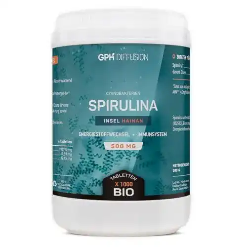 Spirulina-Tabletten Bio 500mg von GPH Diffusion – 1000 Tabletten
