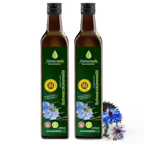 Schwarzkümmelöl Naturzade 1000 ml ungefiltert in Glasflasche, 2x
