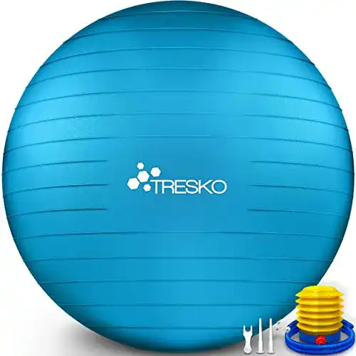 Gymnastikball 75 cm Tresko mit Übungsposter und Luftpumpe