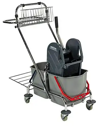 Reinigungswagen Sprintus Doppelfahreimer Chrom PRO 2 x 17 Liter