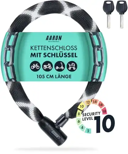 Fahrradschloss AARON Cobra 105 cm Kettenschloss mit Schlüssel