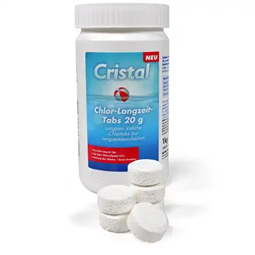 Chlortabletten für Pools – Cristal Chlor Langzeit-Minitabs 20g, 1kg Dose