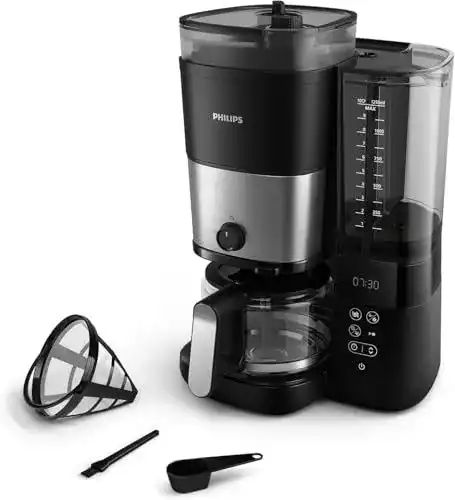 Philips All-in-1 Kaffeemaschine mit Kegelmahlwerk und 1,25 L Kanne