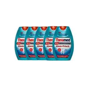 Theramed 5x 2 in 1 Zahncreme und Mundspülung Atem-Frisch 75ml