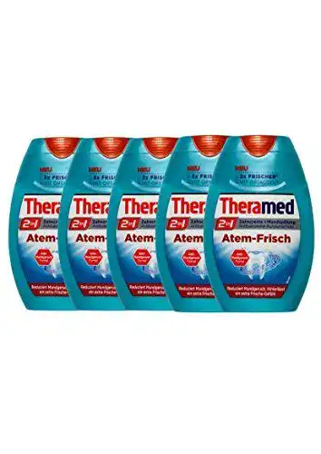 Theramed 5x 2 in 1 Zahncreme und Mundspülung Atem-Frisch 75ml