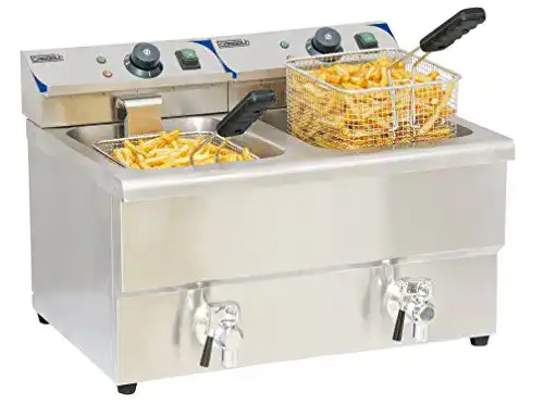 Doppelfritteuse Casselin CFEV82 mit Ablassventil und 2 Tanks