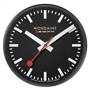 Bahnhofsuhr Mondaine A990.Clock.64SBB 25 cm in Schwarz