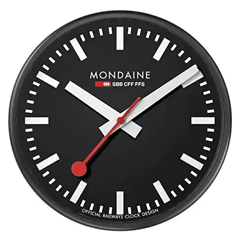 Bahnhofsuhr Mondaine A990.Clock.64SBB 25 cm in Schwarz