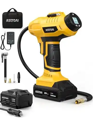 Akku-Kompressor AstroAI 2-in-1 Metallzylinder mit 20V Akku