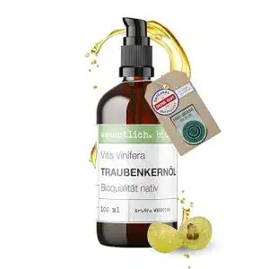 Traubenkernöl Bio kaltgepresst – naturreines Öl in 100ml Braunglasflasche