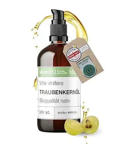 Traubenkernöl Bio kaltgepresst – naturreines Öl in 100ml Braunglasflasche