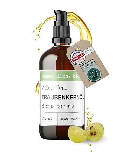 Traubenkernöl Bio kaltgepresst – naturreines Öl in 100ml Braunglasflasche