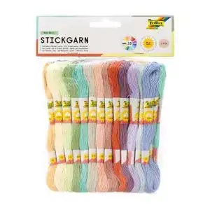 Stickgarn Folia 23993 – Pastell, 100 % Baumwolle, 52 Docken à 8 m