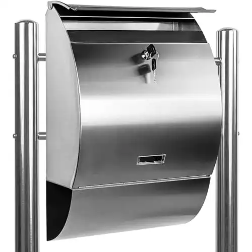 Maxstore Stilista Standbriefkasten aus V2A Edelstahl mit Zeitungsfach