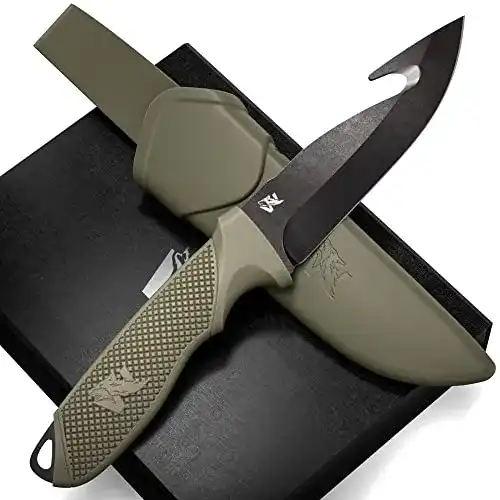 Wolfgangs WHUNTER 2 Jagdmesser mit feststehender Klinge und Aufbrechhaken