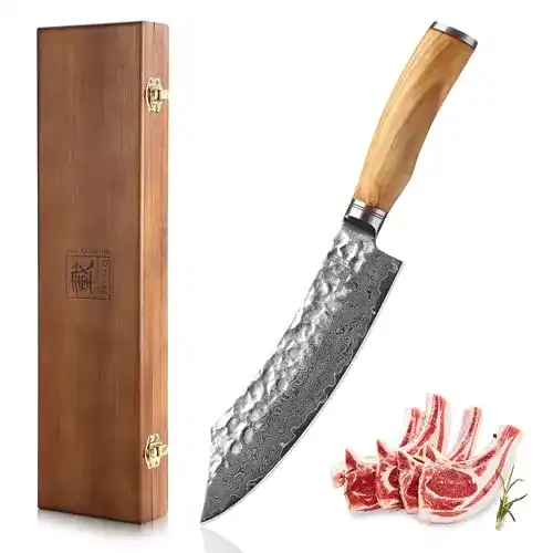 Zayiko Damastmesser Minami Premium Blockmesser mit Olivenholzgriff