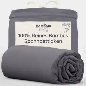 Spannbettlaken 140×200 cm aus Bambusfasern in Anthrazit