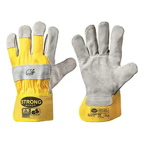 Arbeitshandschuhe Stronghand Unisex Mammut Leder in Gelb-Grau