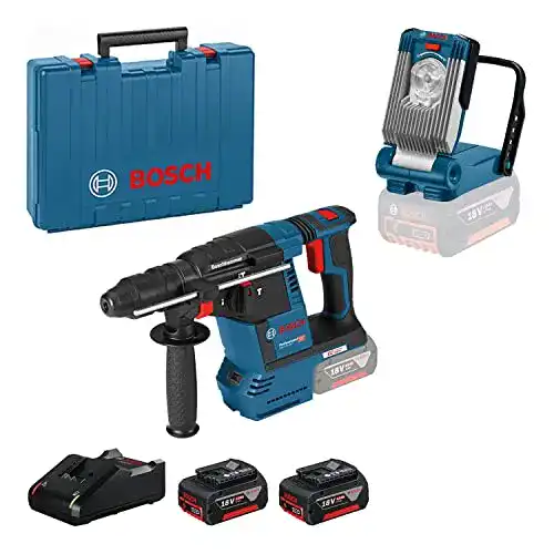 Bosch Professional 18V Akku-Bohrhammer und Arbeitsleuchte Set